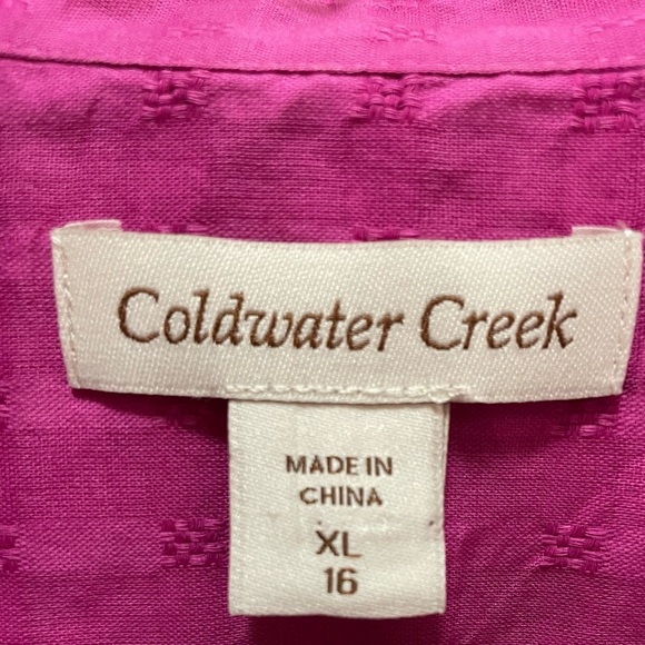 Coldwater Creek Women’s size XL bright pink button up long sleeve and rolled up - Picture 2 of 7